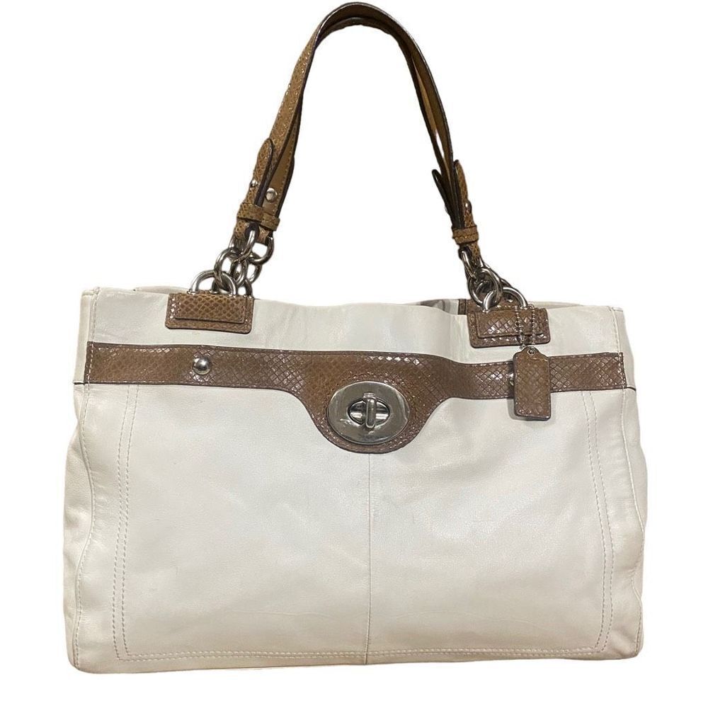 Coach Penelope Carryall Turn-lock Leather Snake Print Handbag Coach No. B1182-F1